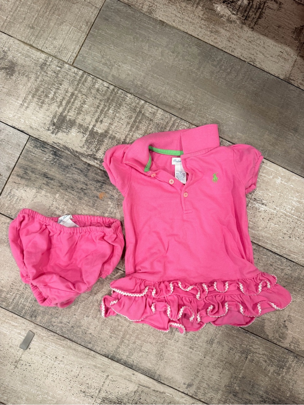 Ralph Lauren Hot Pink Girls Polo Dress with Ruffled Skirt